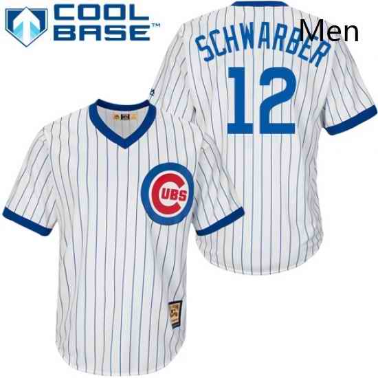 Mens Majestic Chicago Cubs 12 Kyle Schwarber Replica White Home Cooperstown MLB Jersey